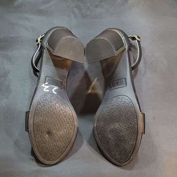 BRAND JONE NEW YORK CHUNKY HIGH HEEL OPEN TOE ADJUSTABLE BUCKLE SANDALS - Picture 13 of 14